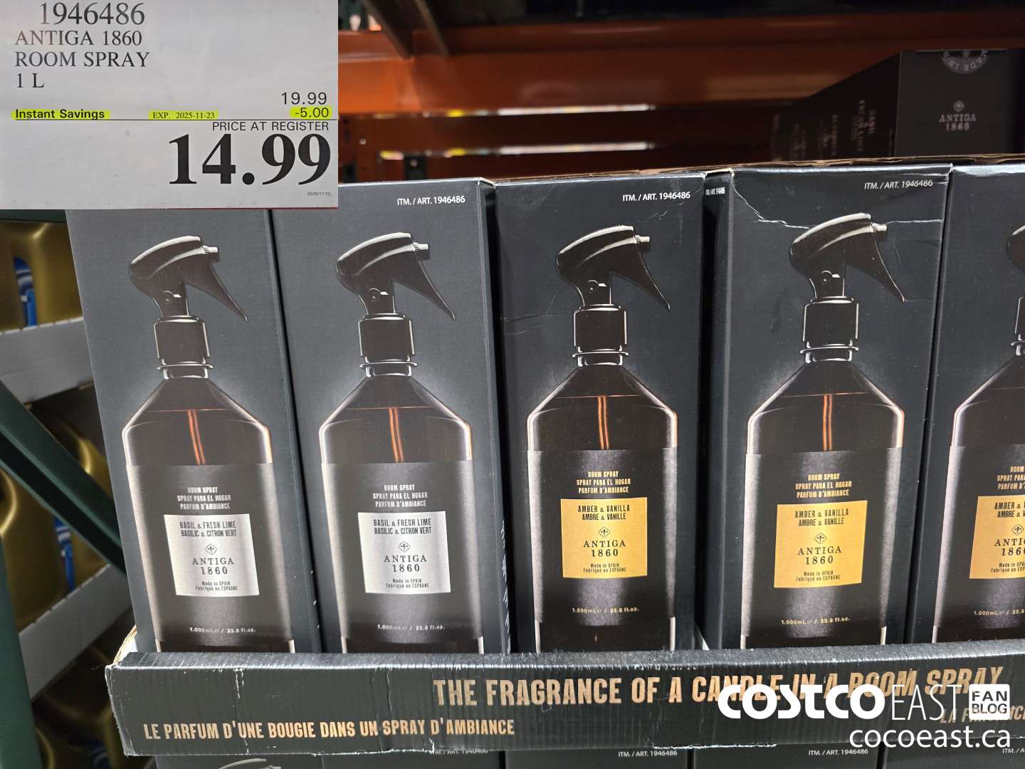 1946486 ANTIGA 1860 ROOM SPRAY 1 L ($5.00 INSTANT SAVINGS EXPIRES ON 2025-11-23) $14.99