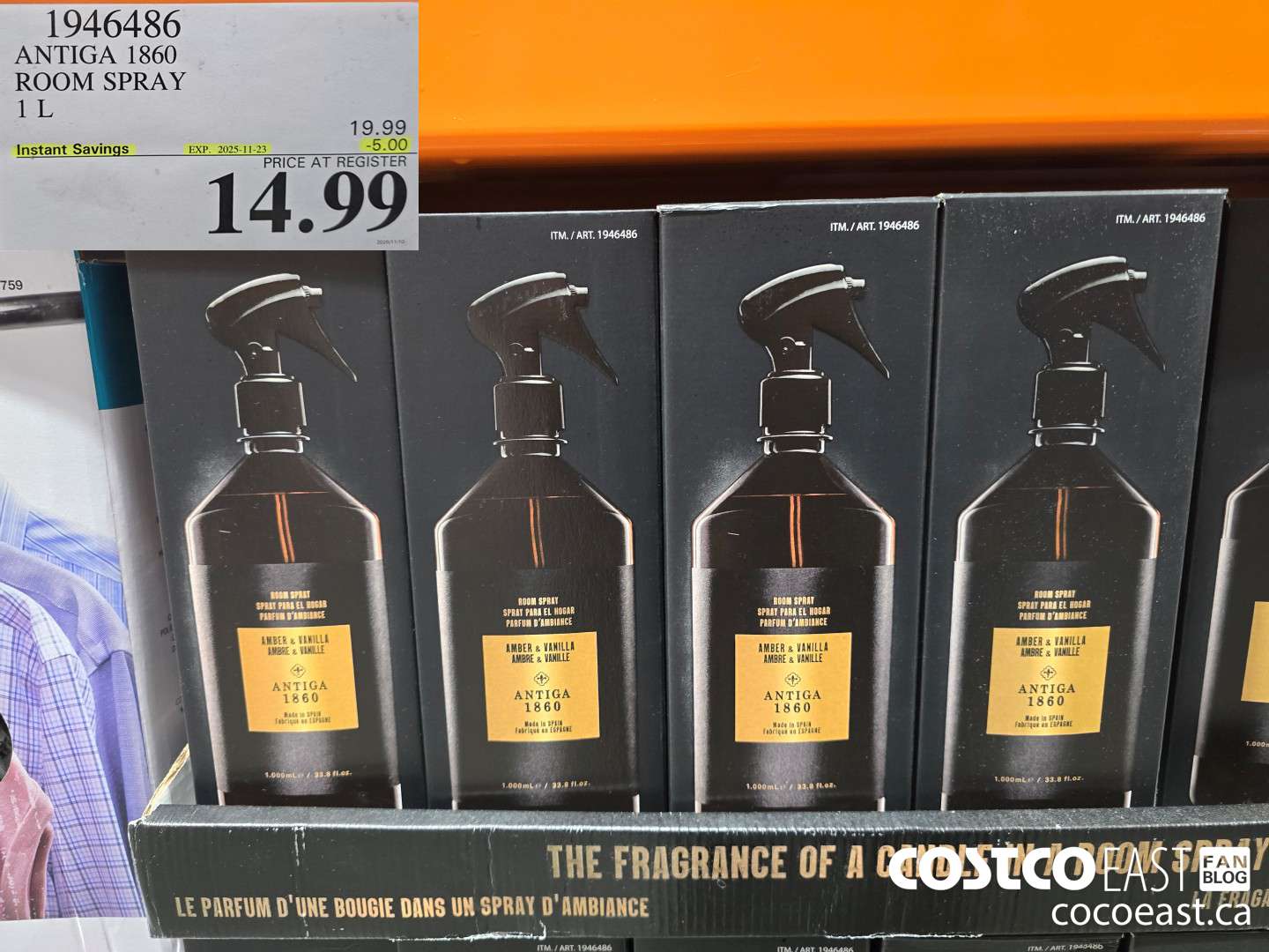 1946486 ANTIGA 1860 ROOM SPRAY 1 L ($5.00 INSTANT SAVINGS EXPIRES ON 2025-11-23) $14.99