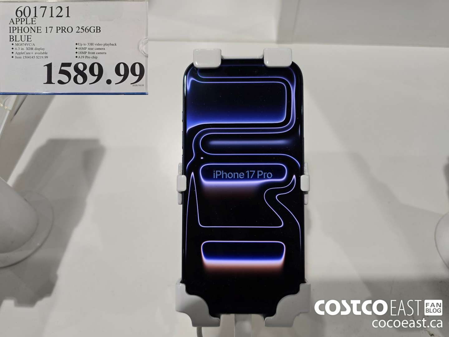 6017121 APPLE IPHONE 17 PRO 256GB BLUE $1589.99