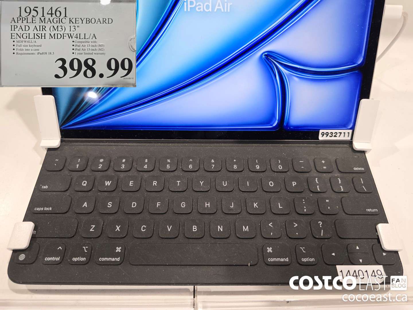 1951461 APPLE MAGIC KEYBOARD IPAD AIR (M3) 13” ENGLISH MDFW4LL/A $398.99