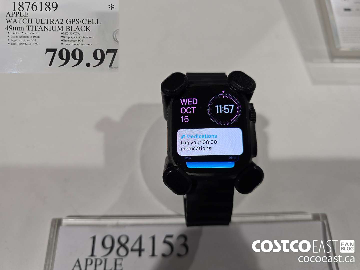 1876189 APPLE WATCH ULTRA2 GPS/CELL 49mm TITANIUM BLACK $799.97