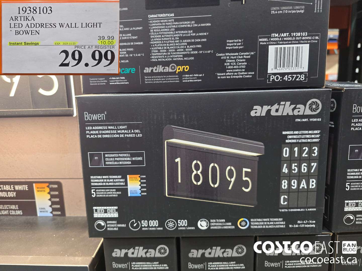 1938103 ARTIKA LED ADDRESS WALL LIGHT BOWEN ($10.00 INSTANT SAVINGS EXPIRES ON 2025-11-23) $29.99