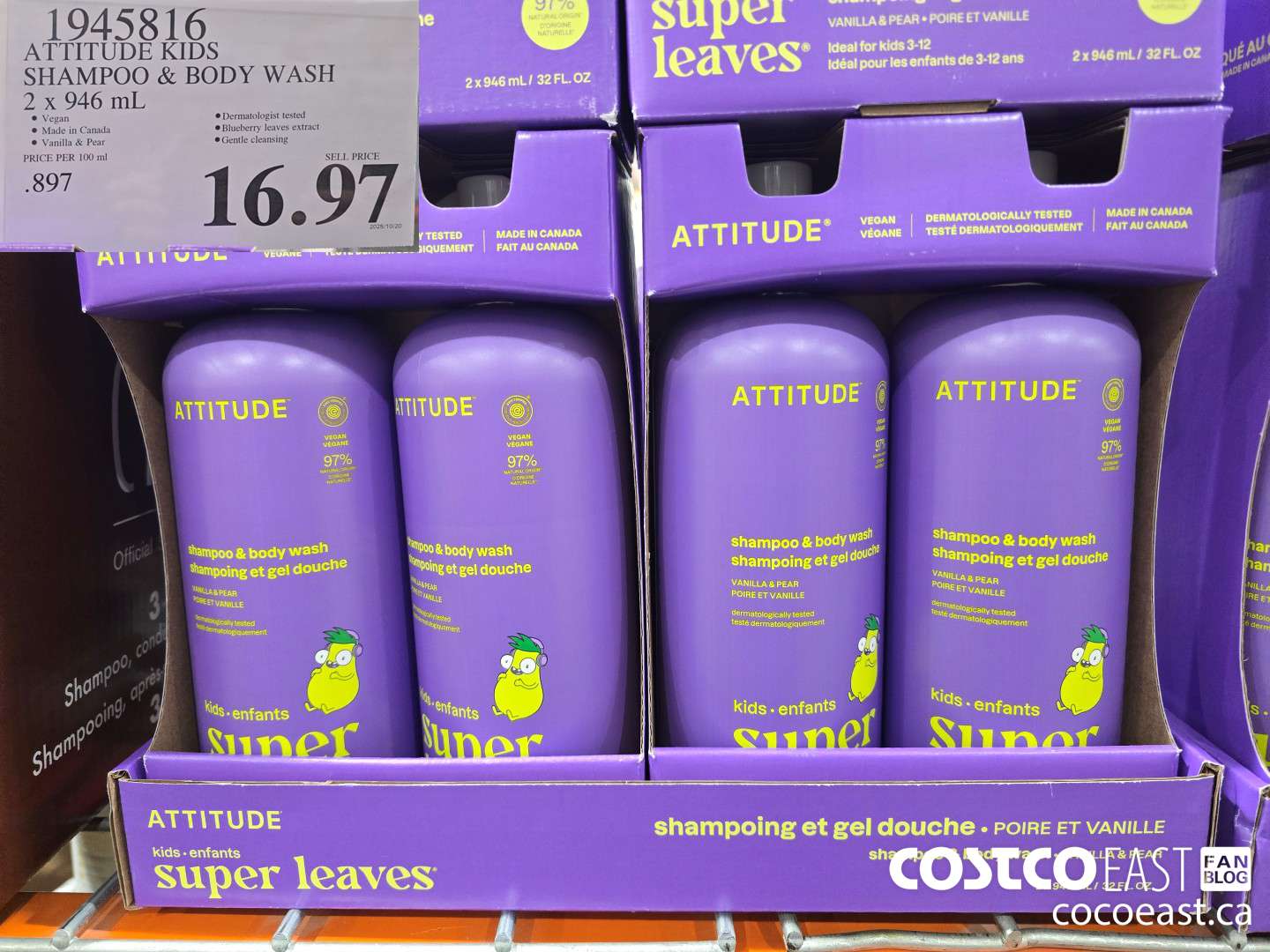 1945816 ATTITUDE KIDS SHAMPOO & BODY WASH 2 x 946mL $16.97