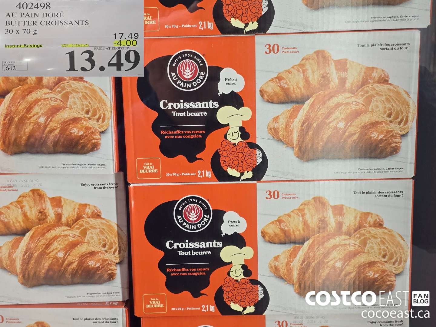 402498 AU PAIN DORE BUTTER CROISSANTS 30 X 70 G ($4.00 INSTANT SAVINGS EXPIRES ON 2025-11-23) $13.49