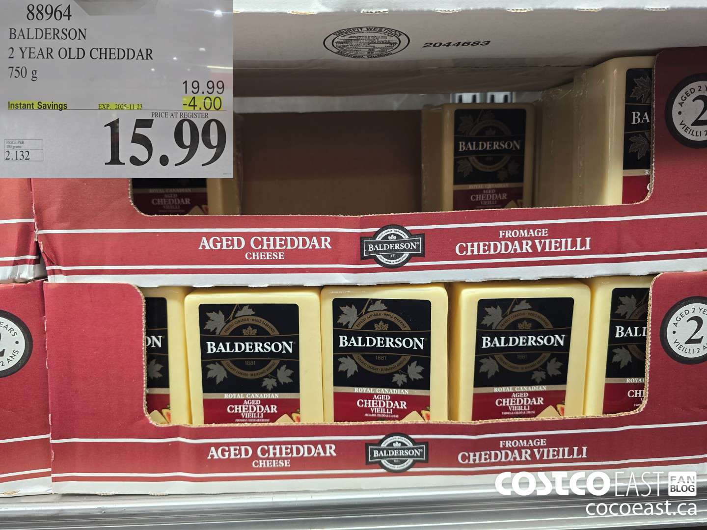 88964 BALDERSON 2 YEAR OLD CHEDDAR 750 g ($4.00 INSTANT SAVINGS EXPIRES ON 2025-11-23) $15.99