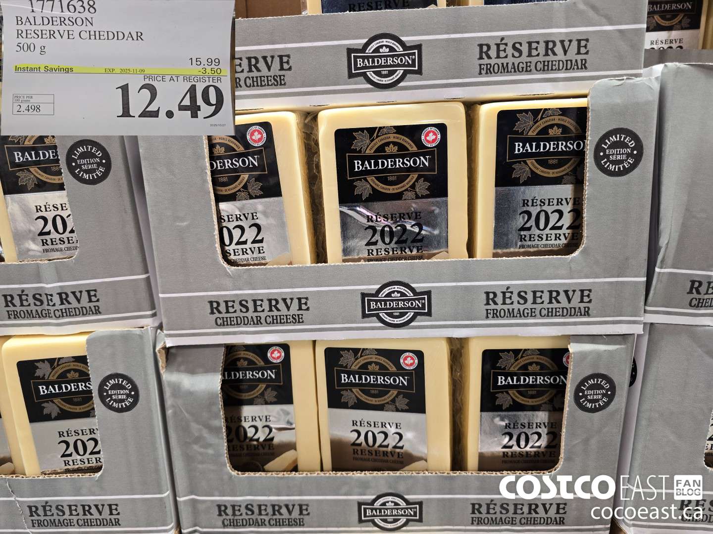 1771638 BALDERSON RESERVE CHEDDAR 500 G ($3.50 INSTANT SAVINGS EXPIRES ON 2025-11-09) $12.49