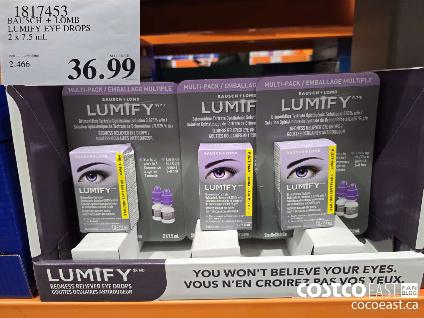 1817453 BAUSCH & LOMB LUMIFY DROPS 2 X 7.5 ML $36.99