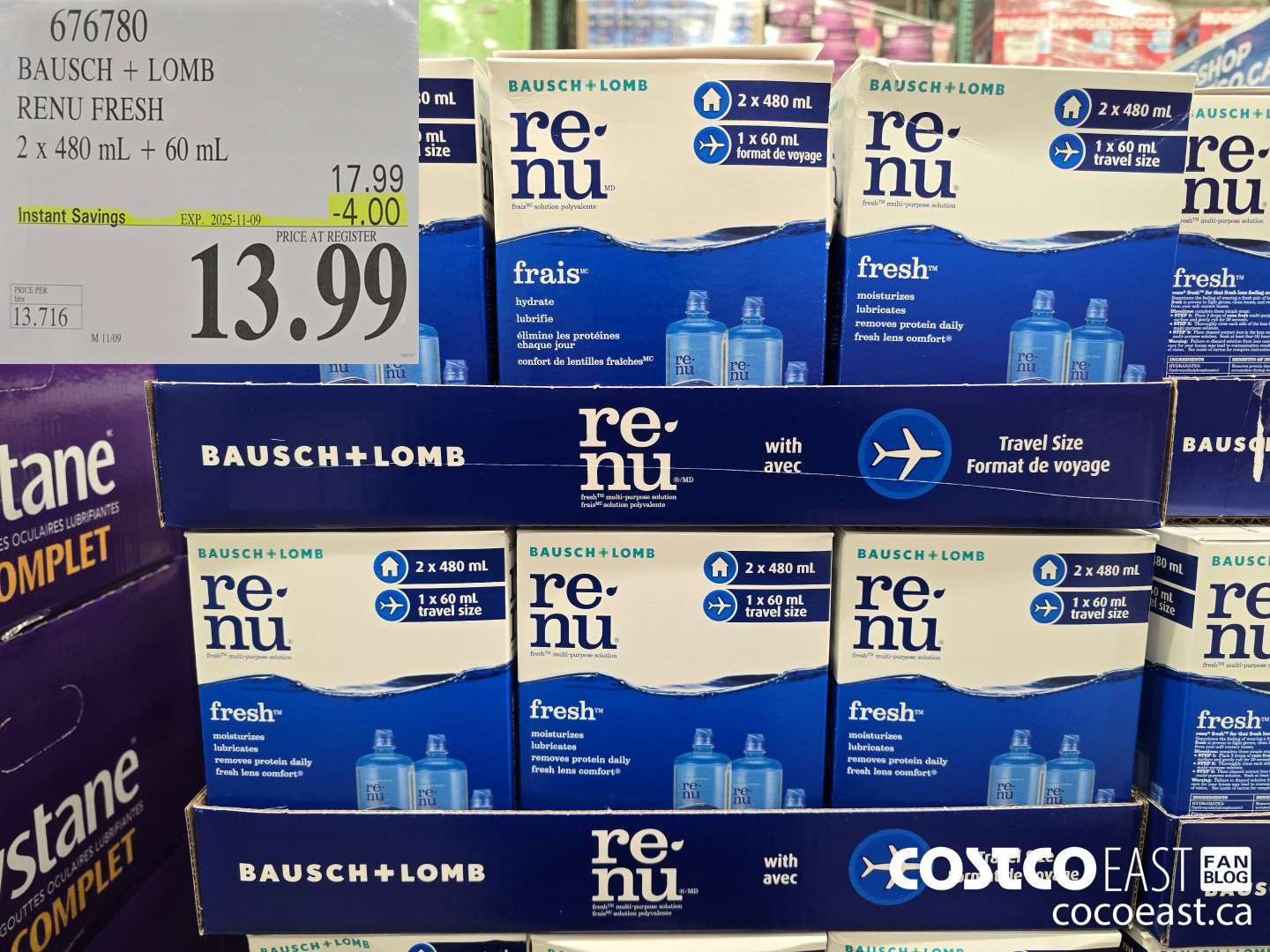 676780 BAUSCH & LOMB RENU FRESH 2x 480 mL + 60 mL ($4.00 INSTANT SAVINGS EXPIRES ON 2025-11-09) $13.99