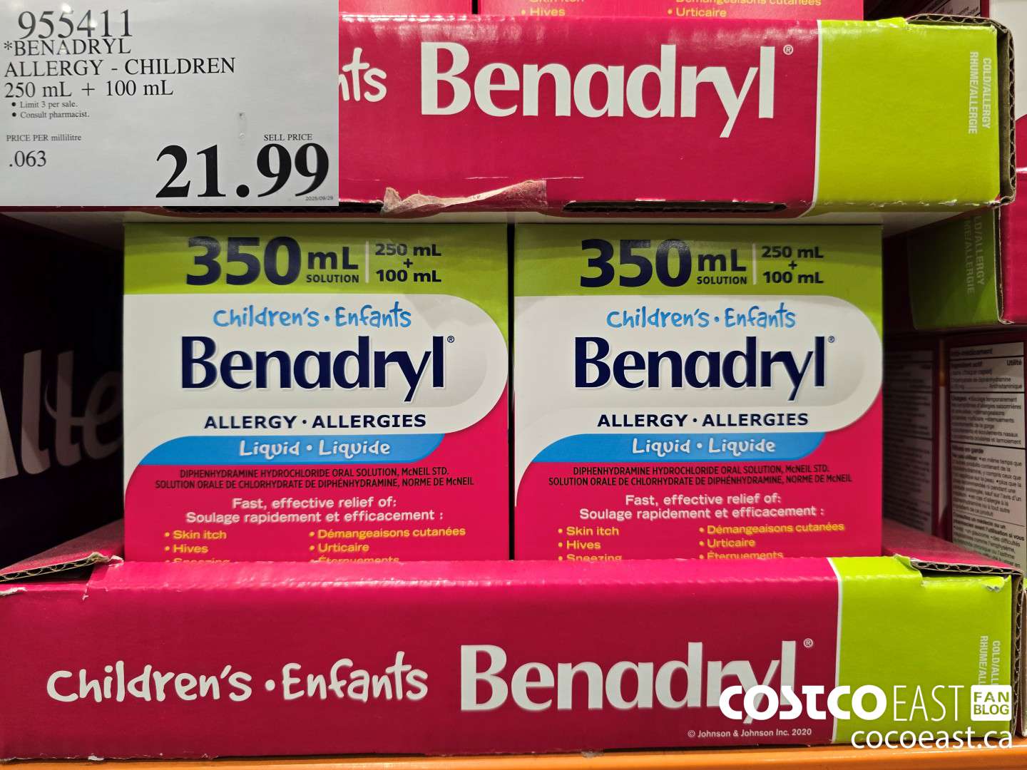 955411 BENADRYL ALLERGY - CHILDREN 250 ML + 100 ML $21.99
