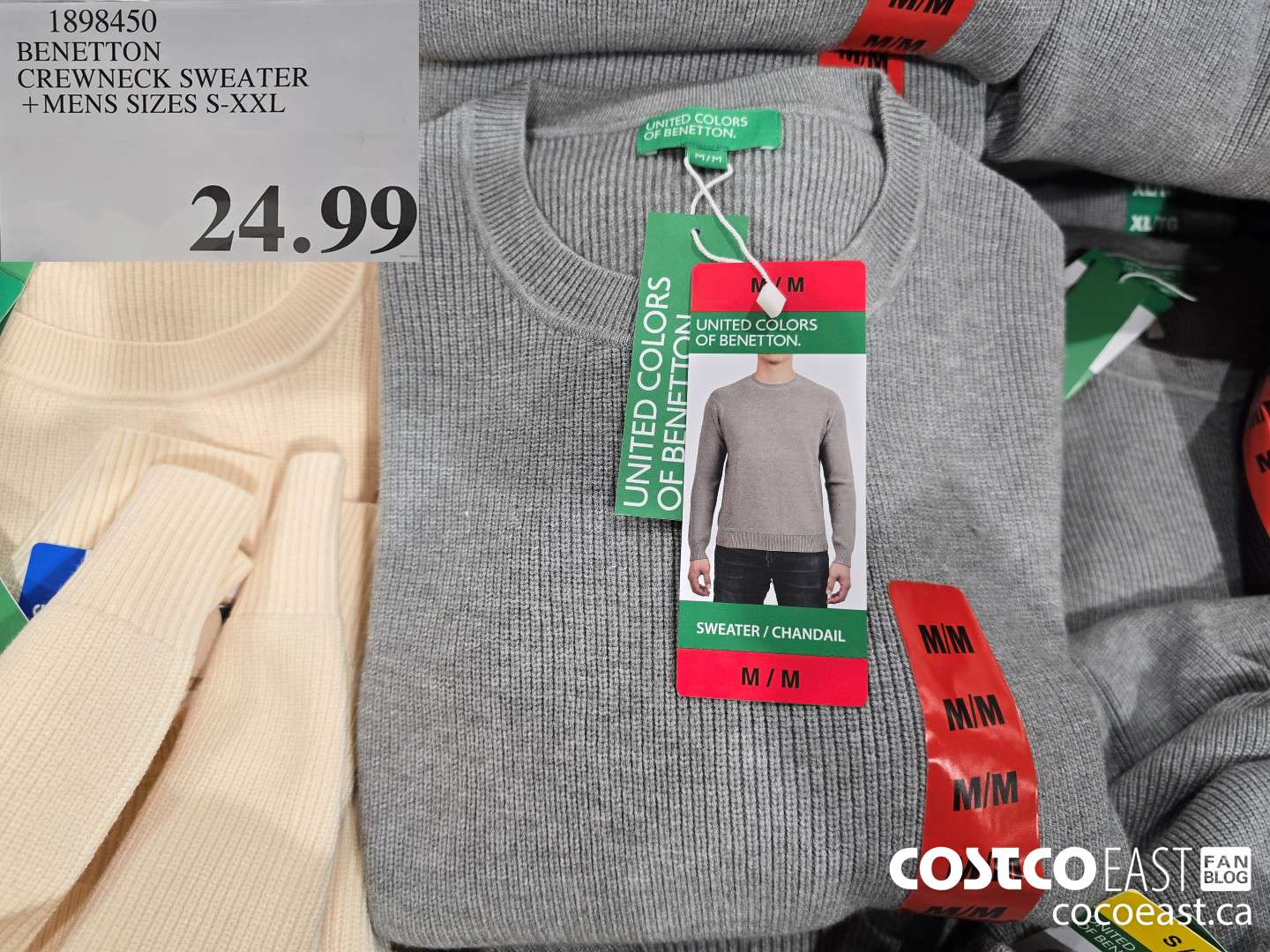1898450 BENETTON CREWNECK SWEATER +MENS SIZES S-XXL $24.99