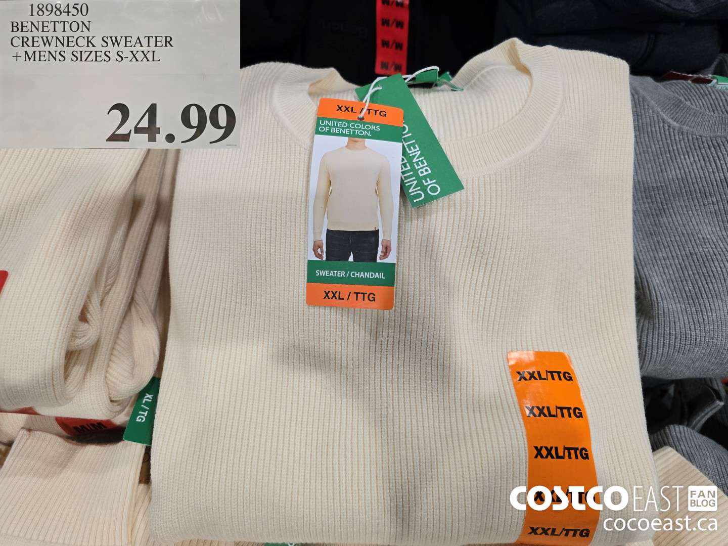 1895450 BENETTON CREWNECK SWEATER +MENS SIZES S-XXL $24.99