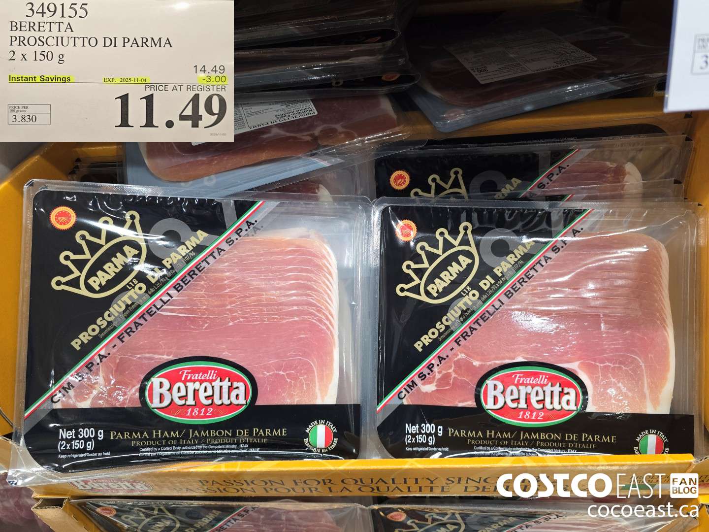 349155 BERETTA PROSCIUTTO DI PARMA 2x 150 G ($3.00 INSTANT SAVINGS EXPIRES ON 2025-11-04) $11.49