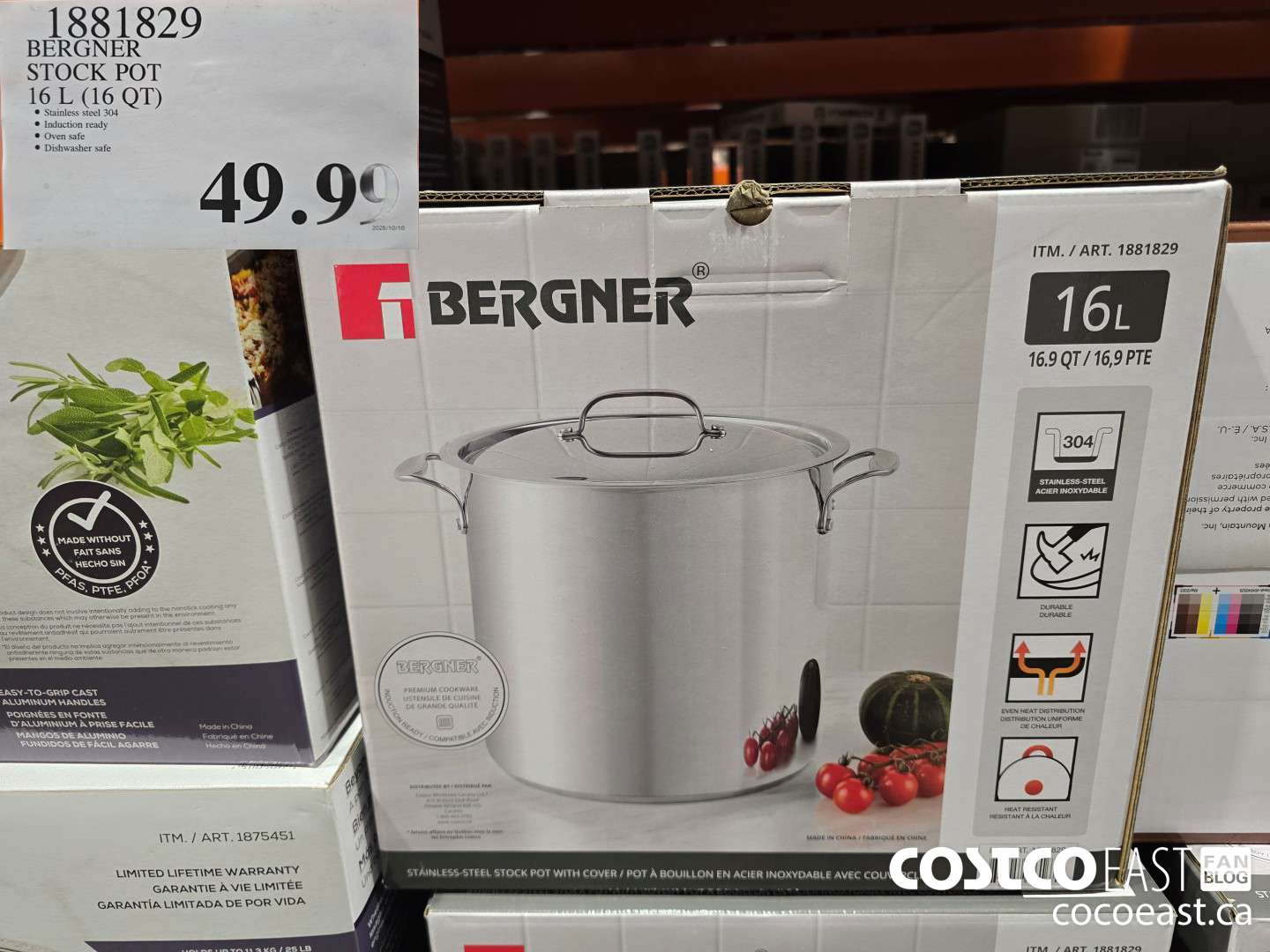 1881829 BERGNER STOCK POT 16 L (16 QT)  $49.99