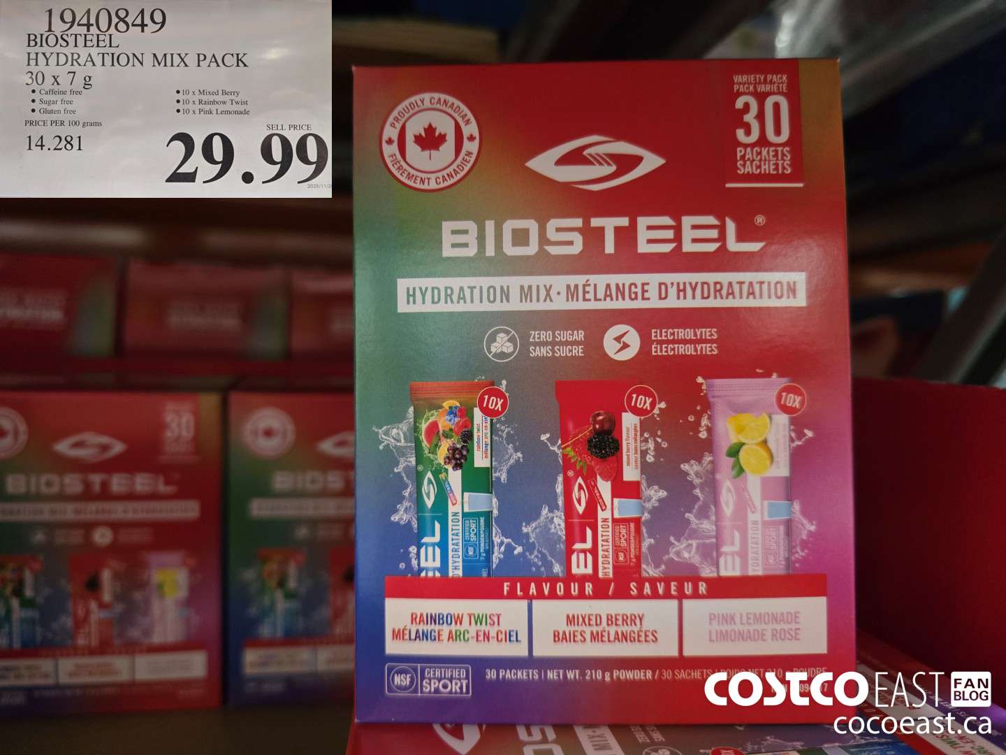 1940849 BIOSTEEL HYDRATION MIX PACK 30 X 7 G $29.99