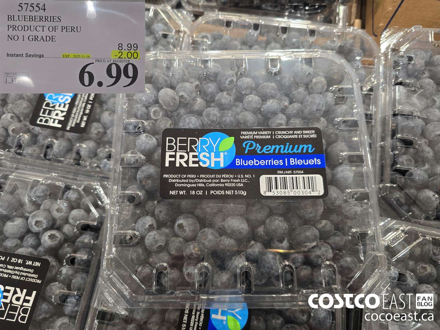 57554 BLUEBERRIES PRODUCT OF MEXICO ($2.00 INSTANT SAVINGS EXPIRES ON 2025-11-16) $6.99