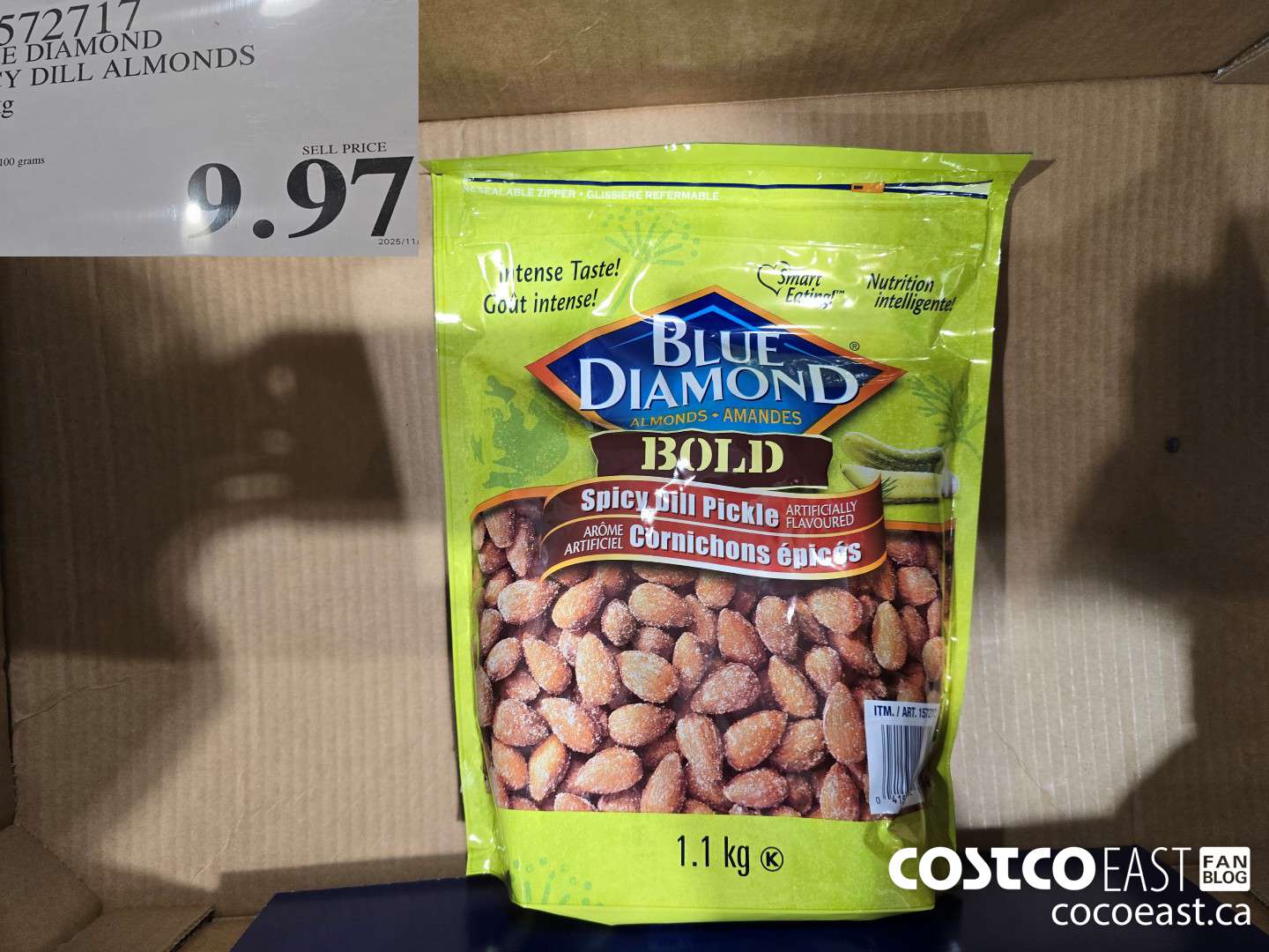 1572717 BLUE DIAMOND SPICY DILL ALMONDS 1.1 KG $9.97