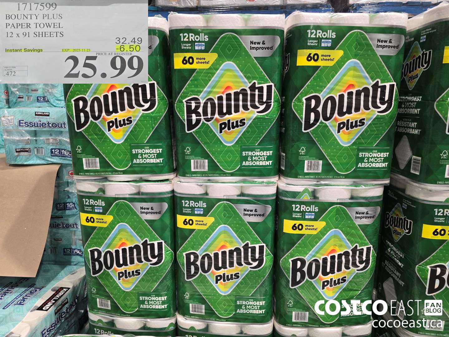 1717599 BOUNTY PLUS PAPER TOWEL 12 x 91 SHEETS ($6.50 INSTANT SAVINGS EXPIRES ON 2025-11-23) $25.99