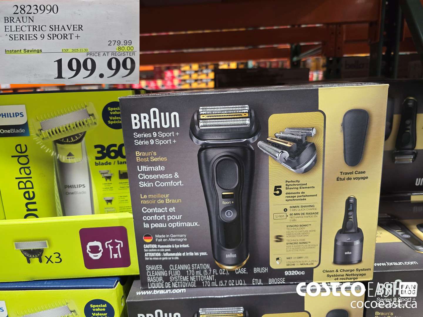 2823990 BRAUN ELECTRIC SHAVER SERIES 9 SPORT + ($80.00 INSTANT SAVINGS EXPIRES ON 2025-11-30) $199.99