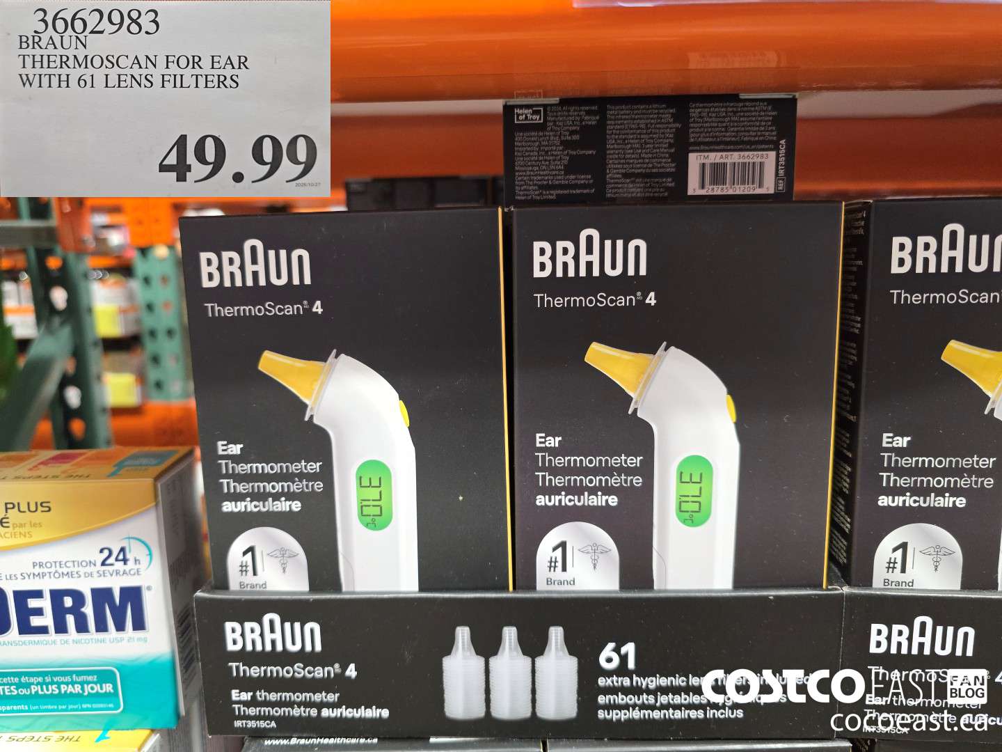 3662983 BRAUN THERMOSCAN4 EAR THERMOMETER 1 UNIT $49.99