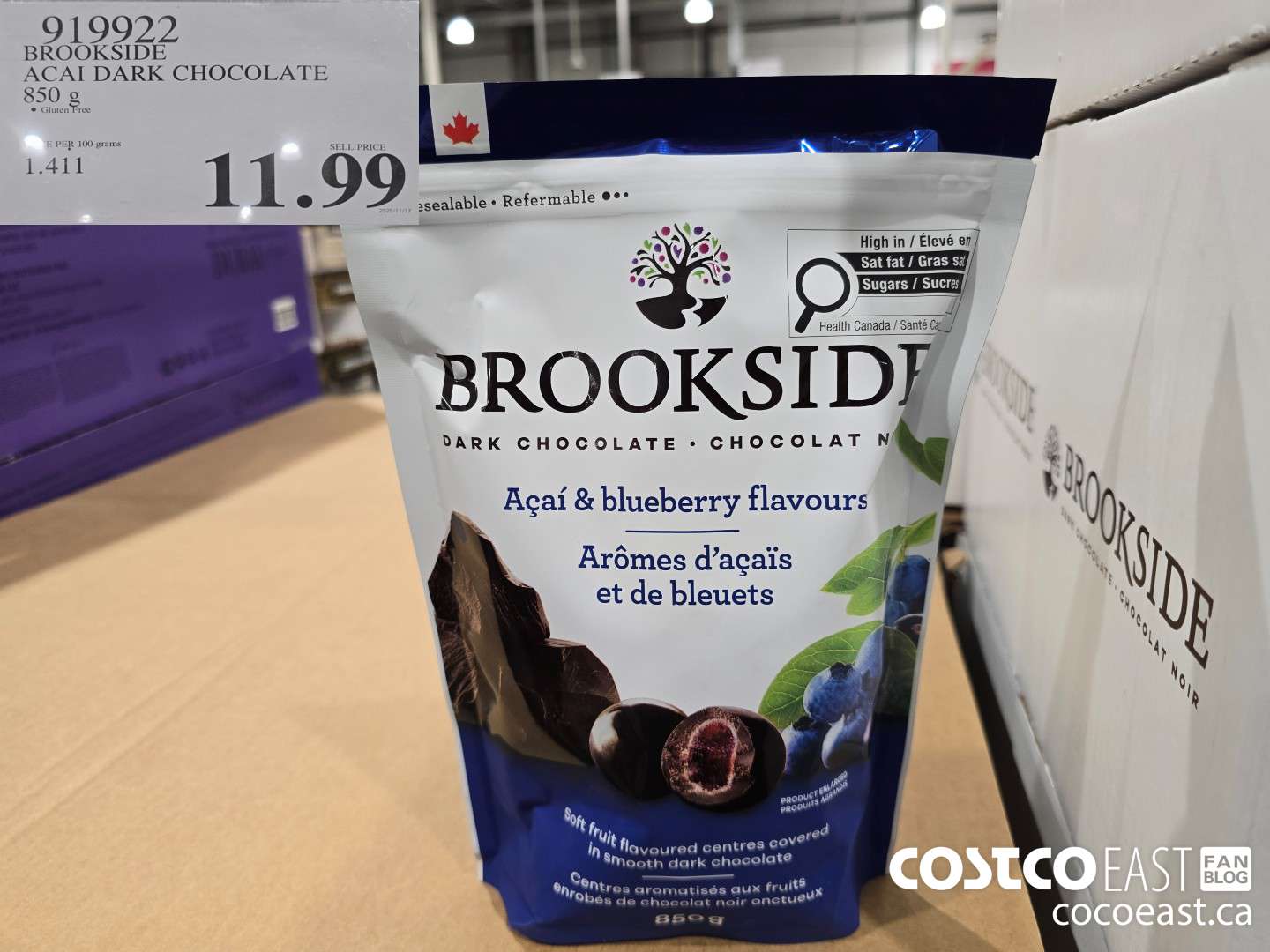 929922 BROOKSIDE ACAI DARK CHOCOLATE 850 G $11.99