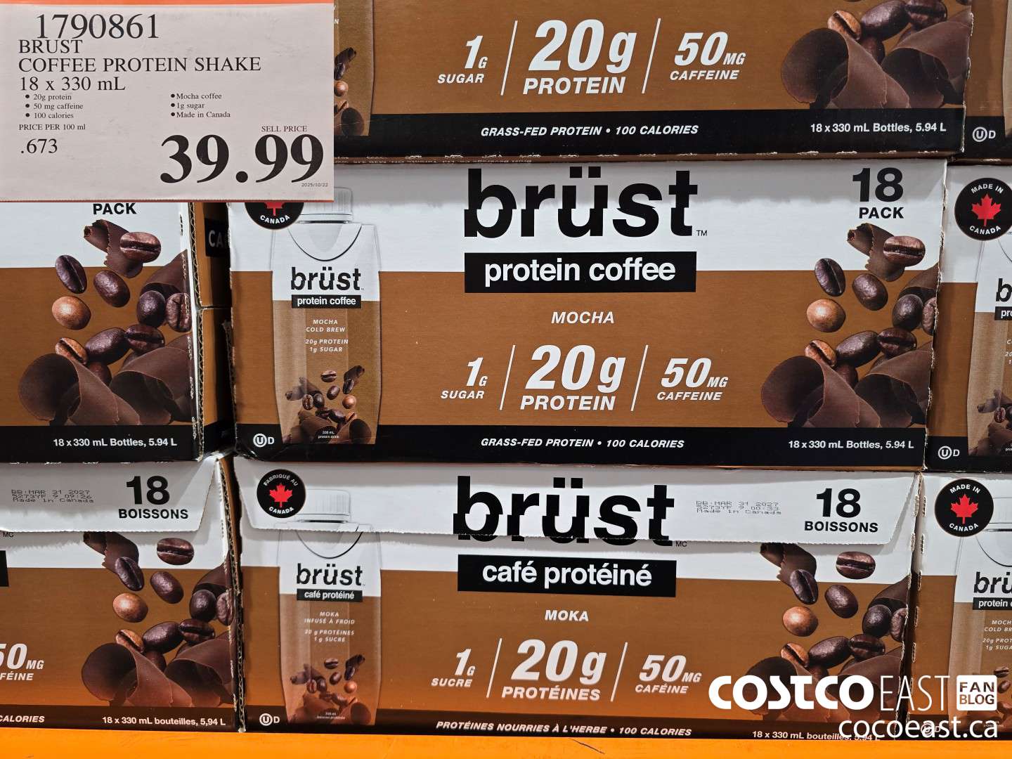 1790861 BRUST COFFEE PROTEIN COFFEE 18 x 330 mL $39.99