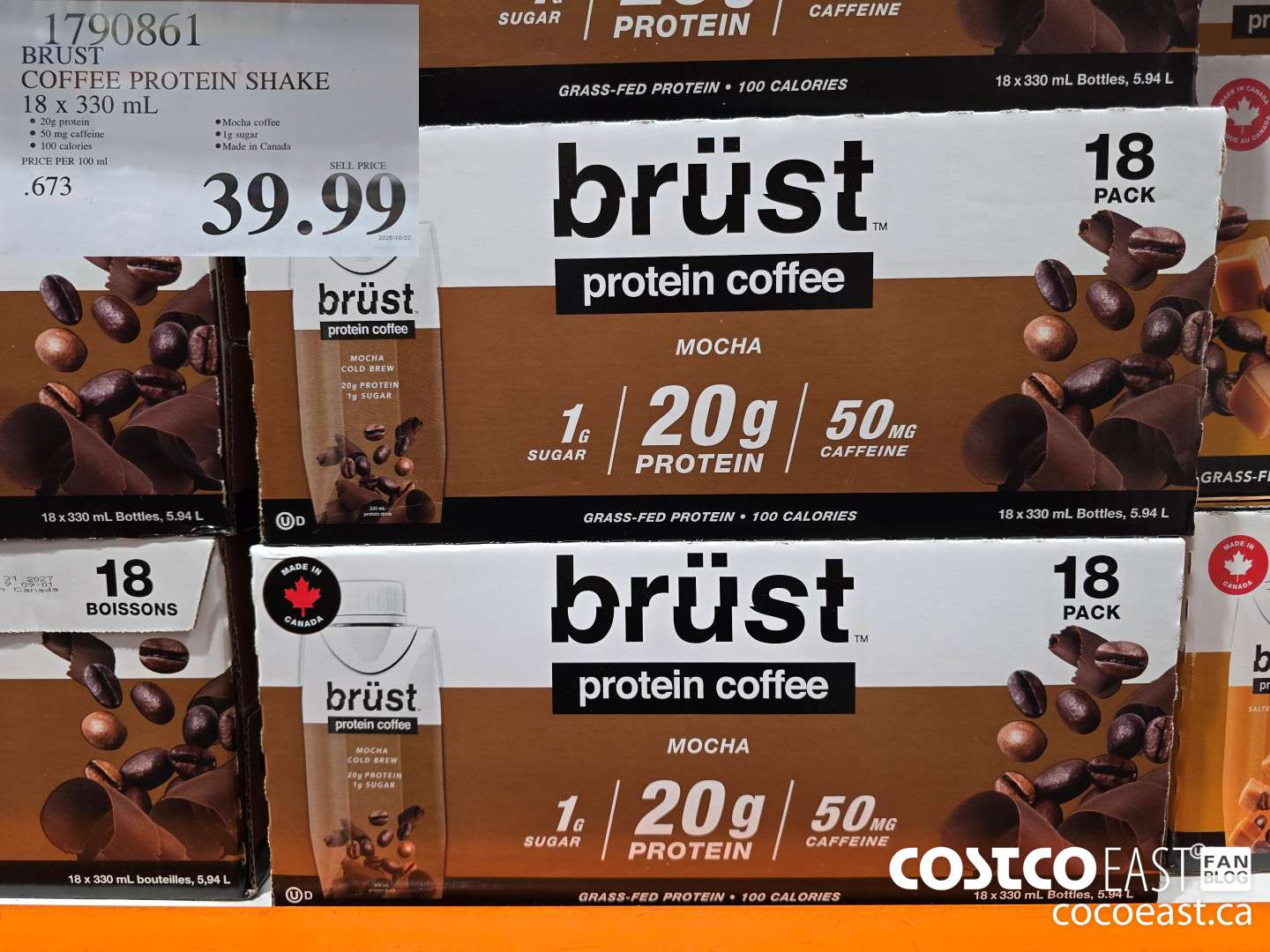 1790861 BRUST COFFEE PROTEIN COFFEE 18 x 330 mL $39.99