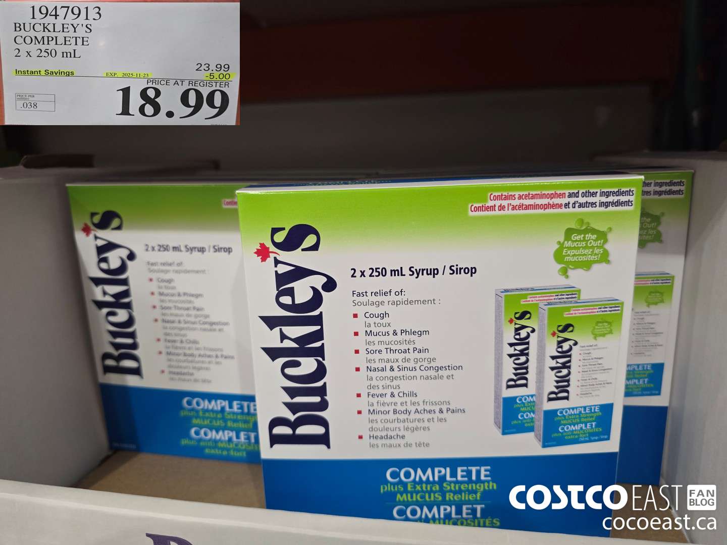 1947913 BUCKLEY'S COMPLETE 2 X 250 ML ($5.00 INSTANT SAVINGS EXPIRES ON 2025-11-23) $18.99