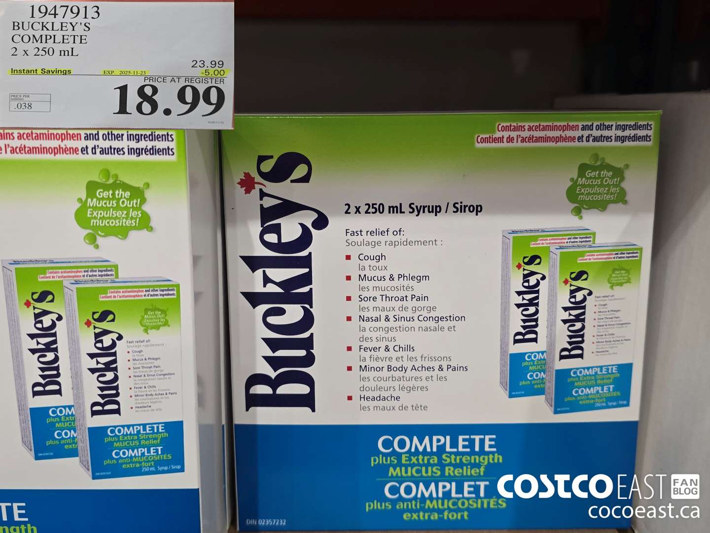 1947913 BUCKLEY'S COMPLETE 2 X 250 ML ($5.00 INSTANT SAVINGS EXPIRES ON 2025-11-23) $18.99