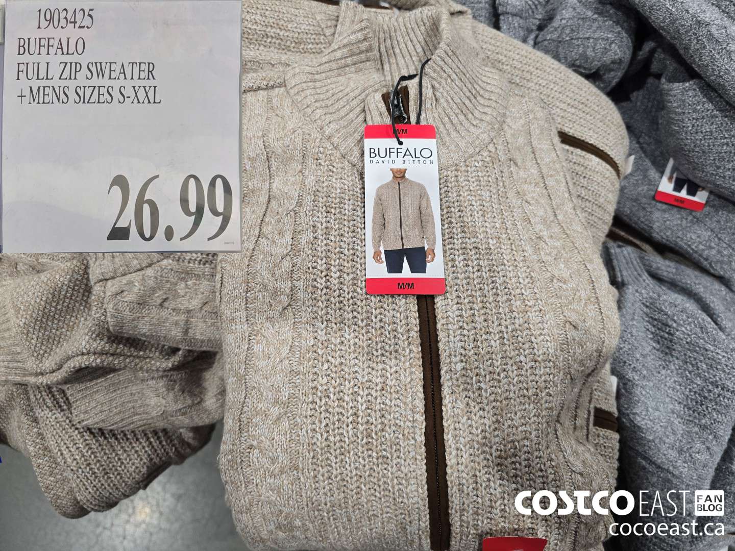 1903425 BUFFALO FULL ZIP SWEATER +MENS SIZES S-XXL $26.99