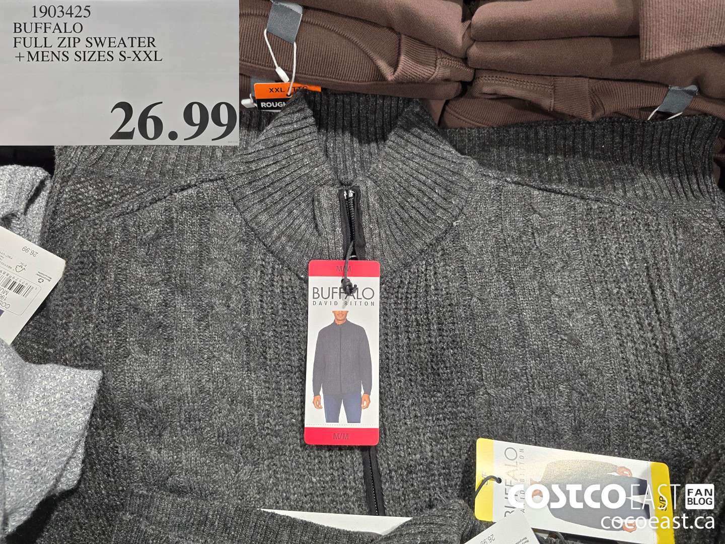 1903425 BUFFALO FULL ZIP SWEATER +MENS SIZES S-XXL $26.99