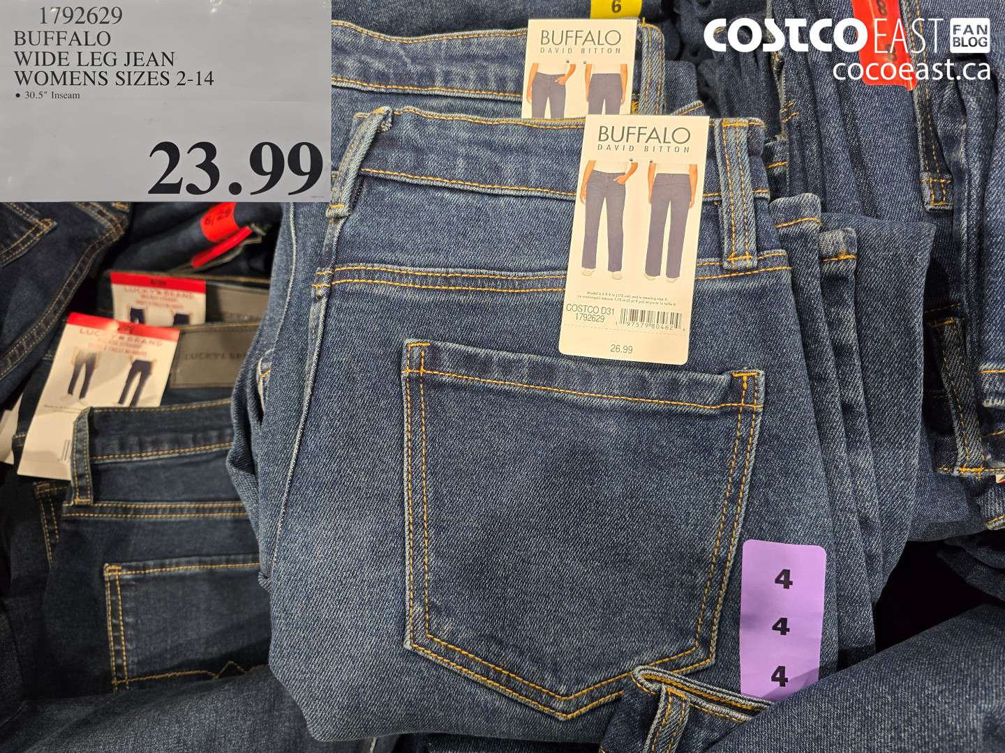 1792629 BUFFALO WIDE LEG JEAN LADIES SIZES 2-14 $23.99