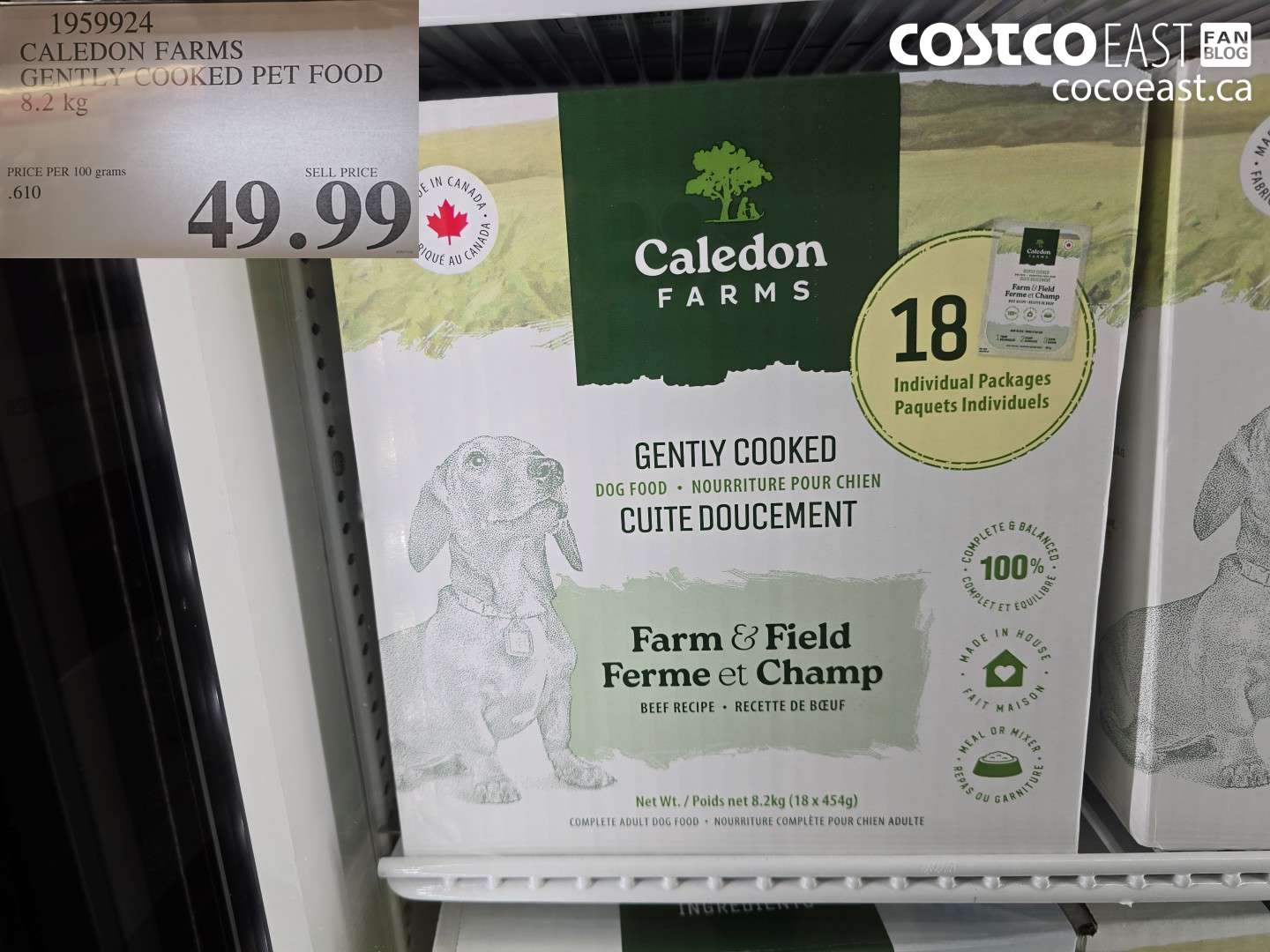 1959924 CALEDON FARMS GENTLY COOKED PET FOOD 8.2 KG $49.99
