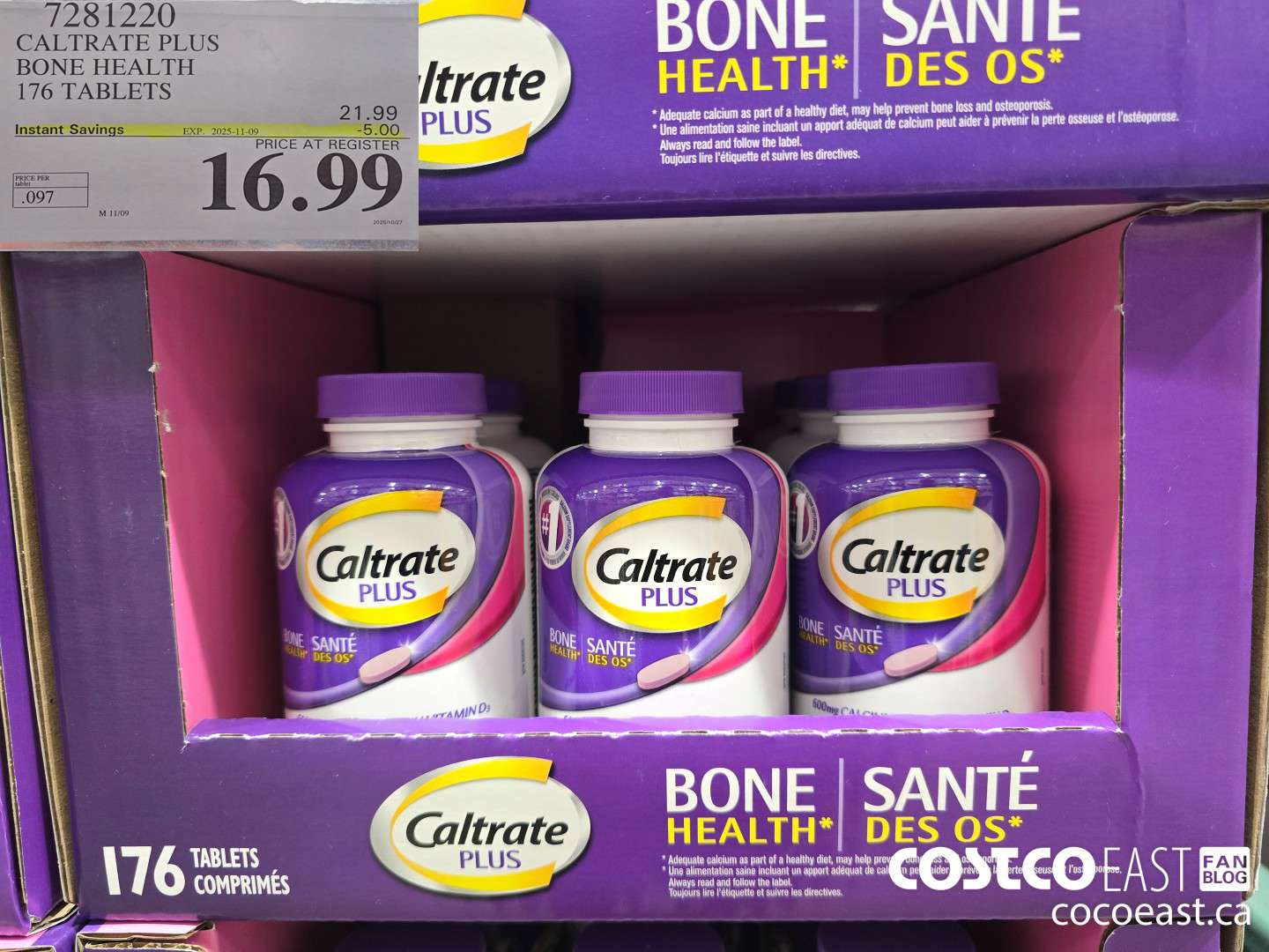 7281220 CALTRATE PLUS BONE HEALTH 176 TABLETS ($5.00 INSTANT SAVINGS EXPIRES ON 2025-11-09) $16.99