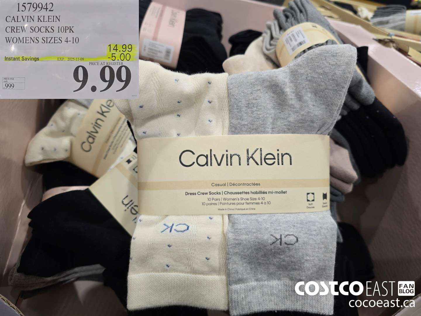1579942 CALVIN KLEIN CREW SOCK 10PK LADIES SIZES 4-10 ($5.00 INSTANT SAVINGS EXPIRES ON 2025-11-09) $9.99