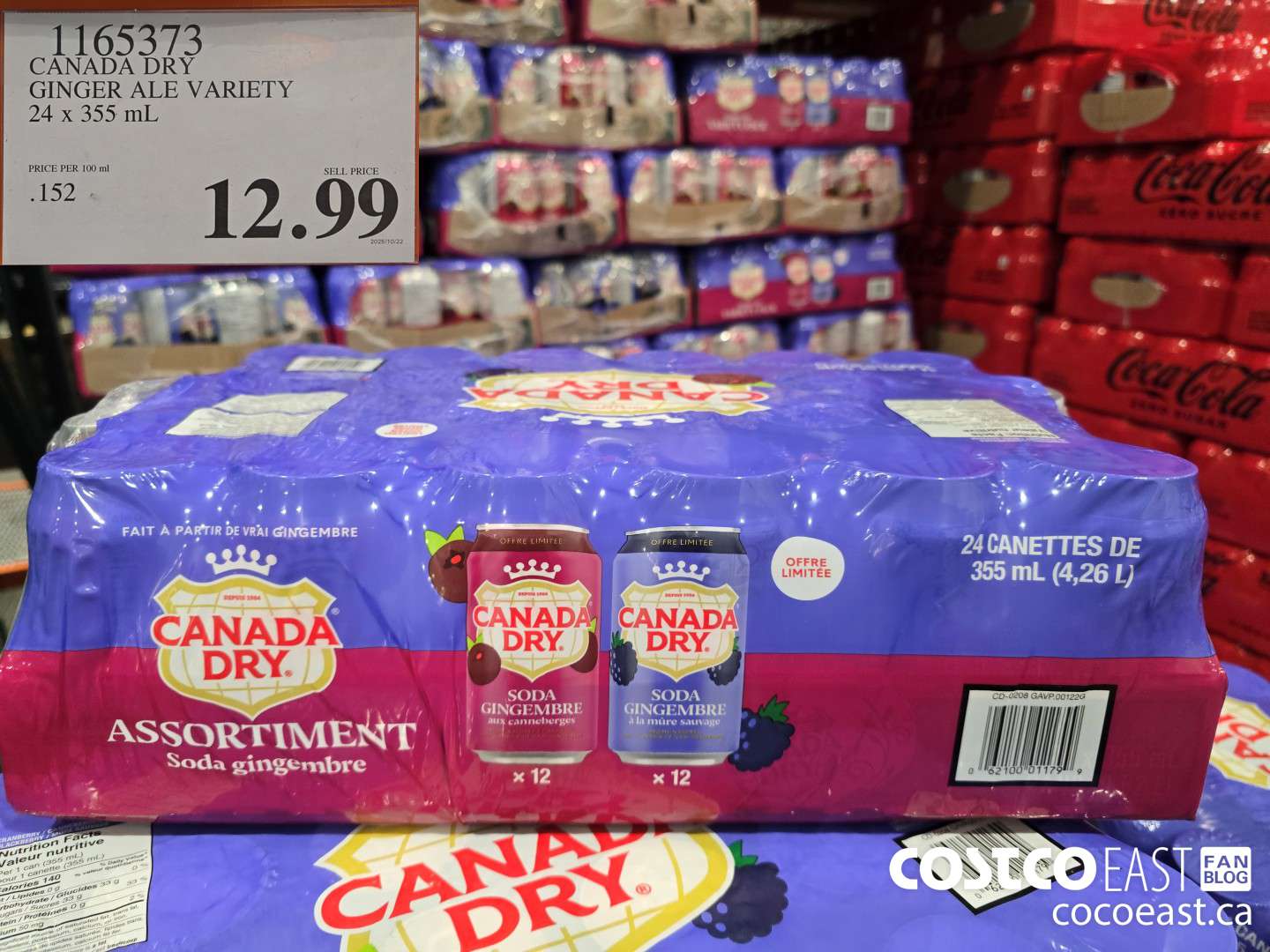 1165373 CANADA DRY GINGER ALE VARIETY 24 X 355 mL $12.99