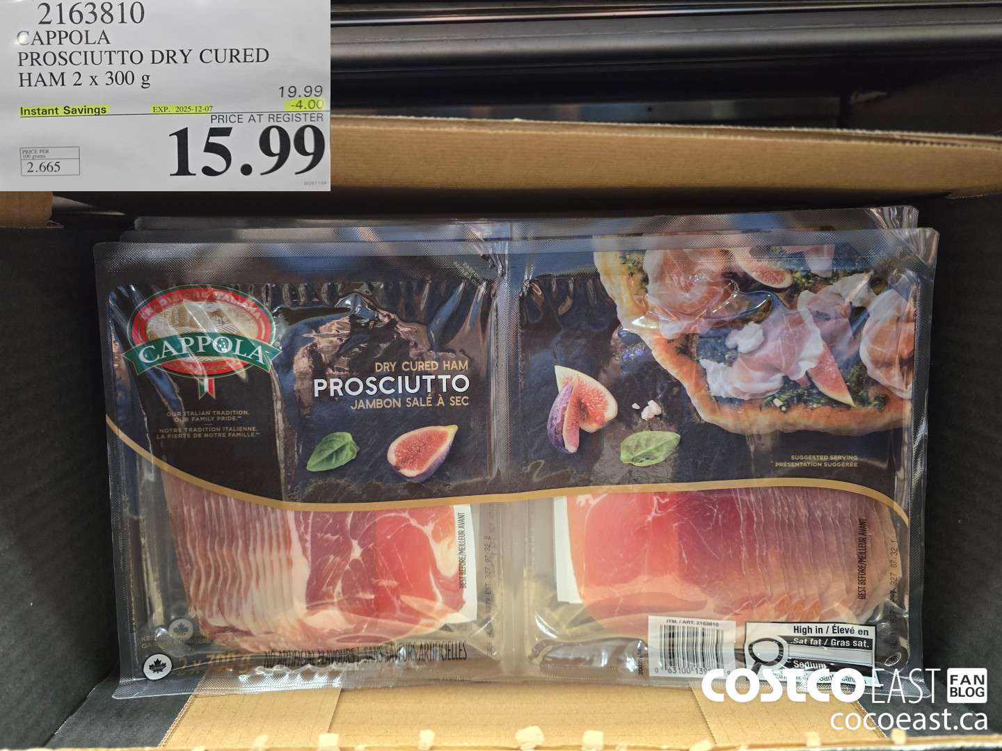 2163810 CAPPOLA PROSCIUTTO DRY CURED HAM 2 x 300 g ($4.00 INSTANT SAVINGS EXPIRES ON 2025-12-07) $15.99