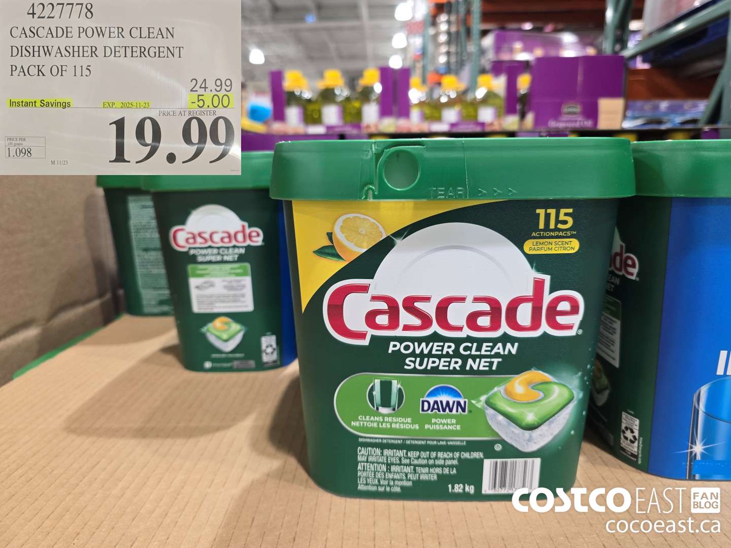 4227778 CASCADE POWER CLEAN DISHWASHER DETERGENT PACK OF 115 ($5.00 INSTANT SAVINGS EXPIRES ON 2025-11-23) $19.99