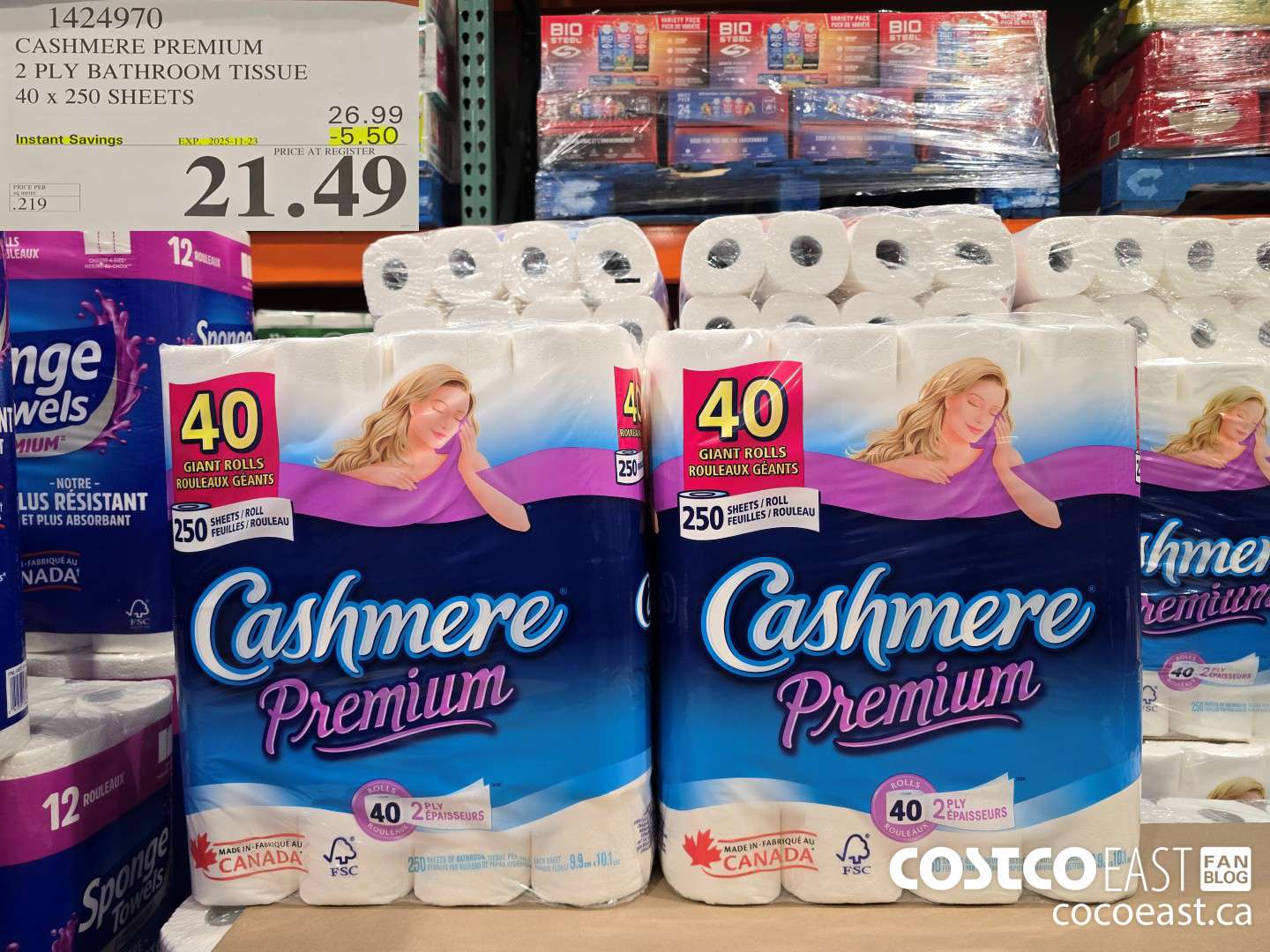1424970 CASHMERE PREMIUM 2 PLY BATHROOM TISSUE 40 x 250 sheets ($5.50 INSTANT SAVINGS EXPIRES ON 2025-11-23) $21.49