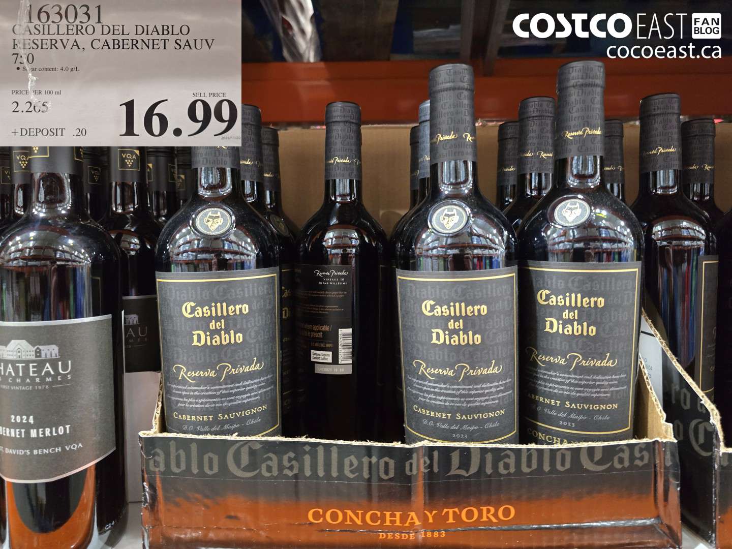 163031 CASILLERO DEL DIABLO RESERVA, CABERNET SAUV 750 $16.99