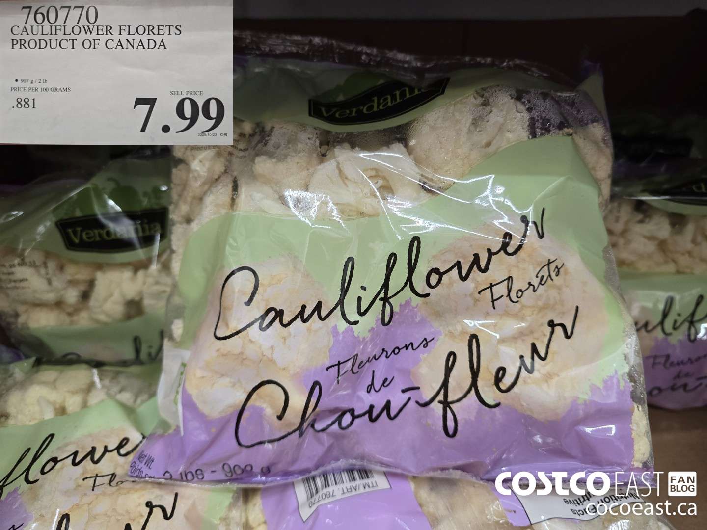 760770 CAULIFLOWER FLORETS PRODUCT OF CANADA $7.99