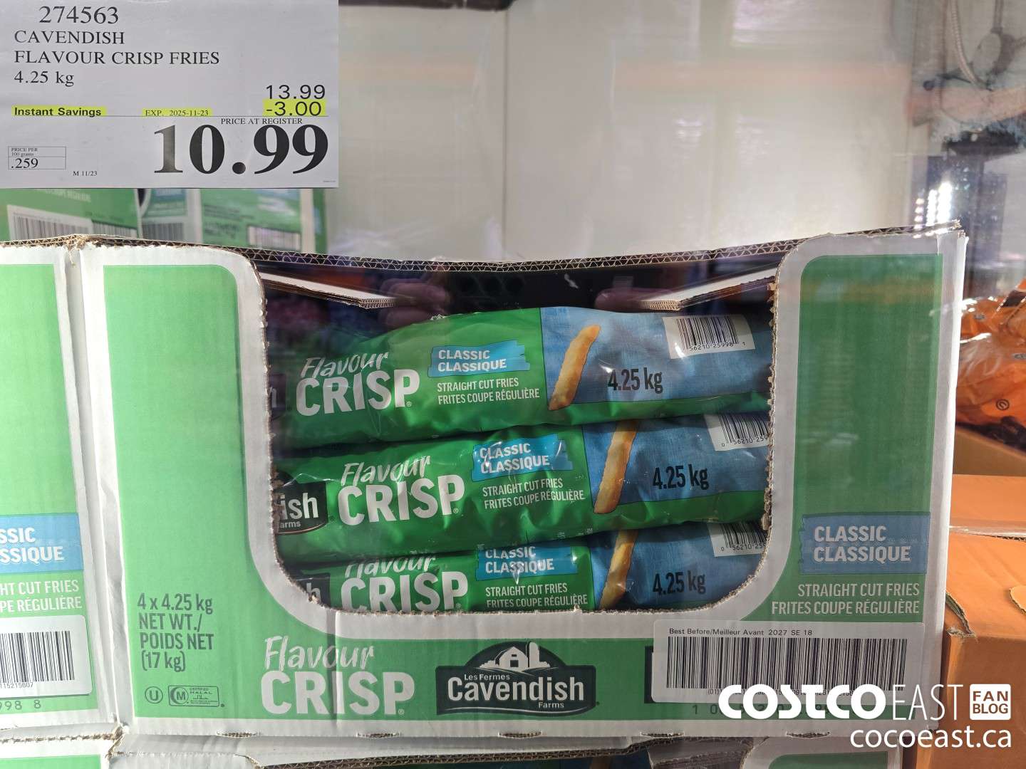 274563 CAVENDISH FLAVOUR CRISP FRIES 4.25 KG ($3.00 INSTANT SAVINGS EXPIRES ON 2025-11-23) $10.99