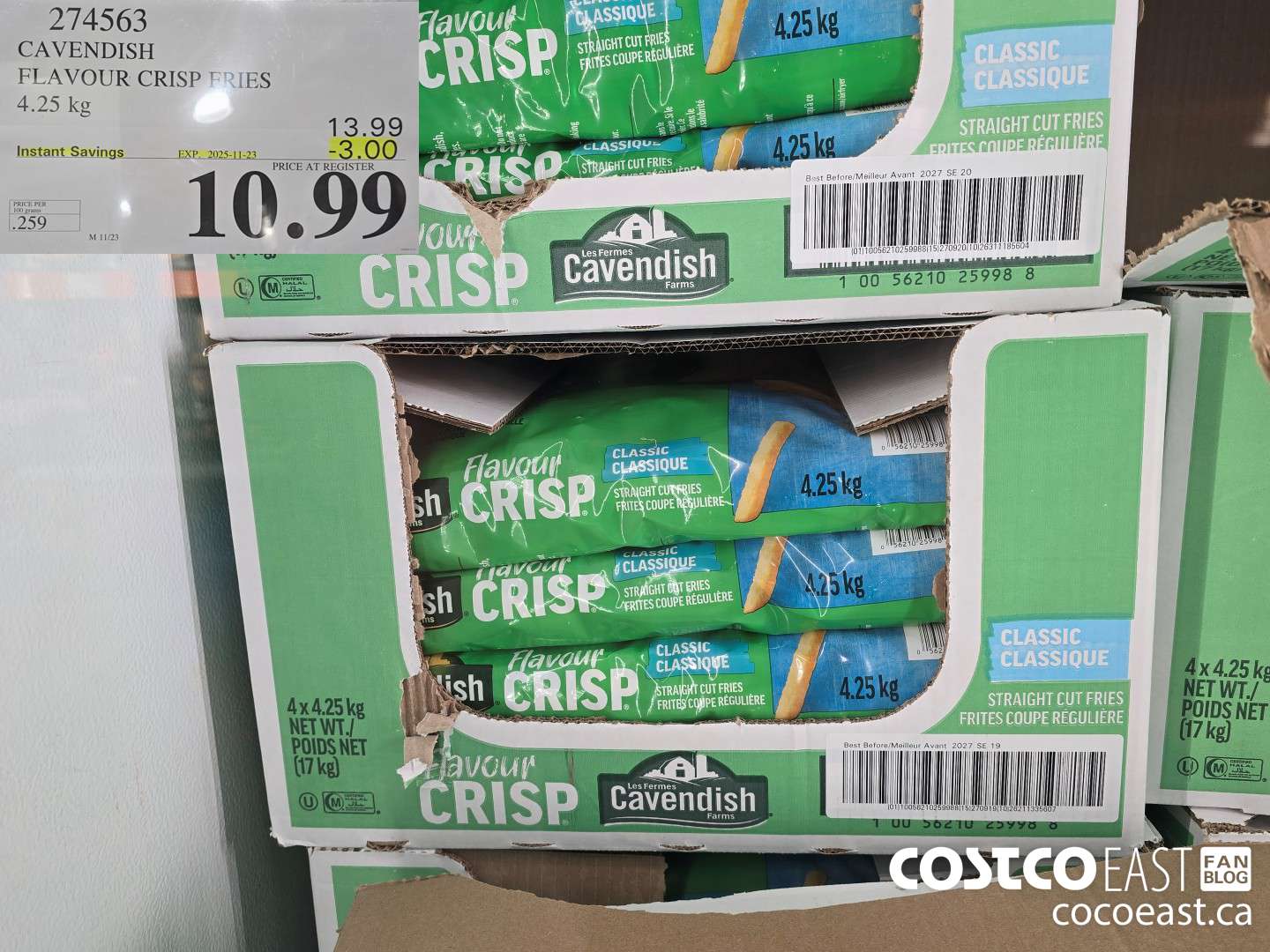 274563 CAVENDISH FLAVOUR CRISP FRIES 4.25 KG ($3.00 INSTANT SAVINGS EXPIRES ON 2025-11-23) $10.99