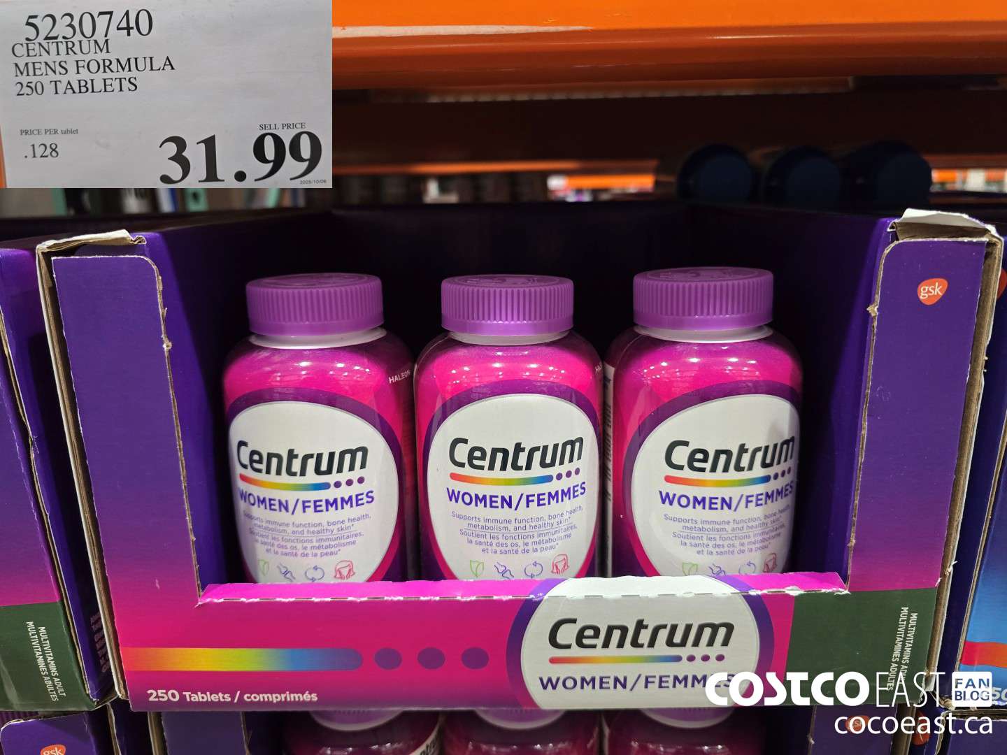 5230740 CENTRUM MENS FORMULA 250 TABLETS $31.99