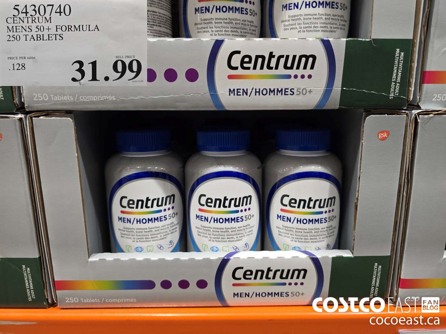 5430740 CENTRUM MEN 50+ FORMULA 250 TABLETS $31.99