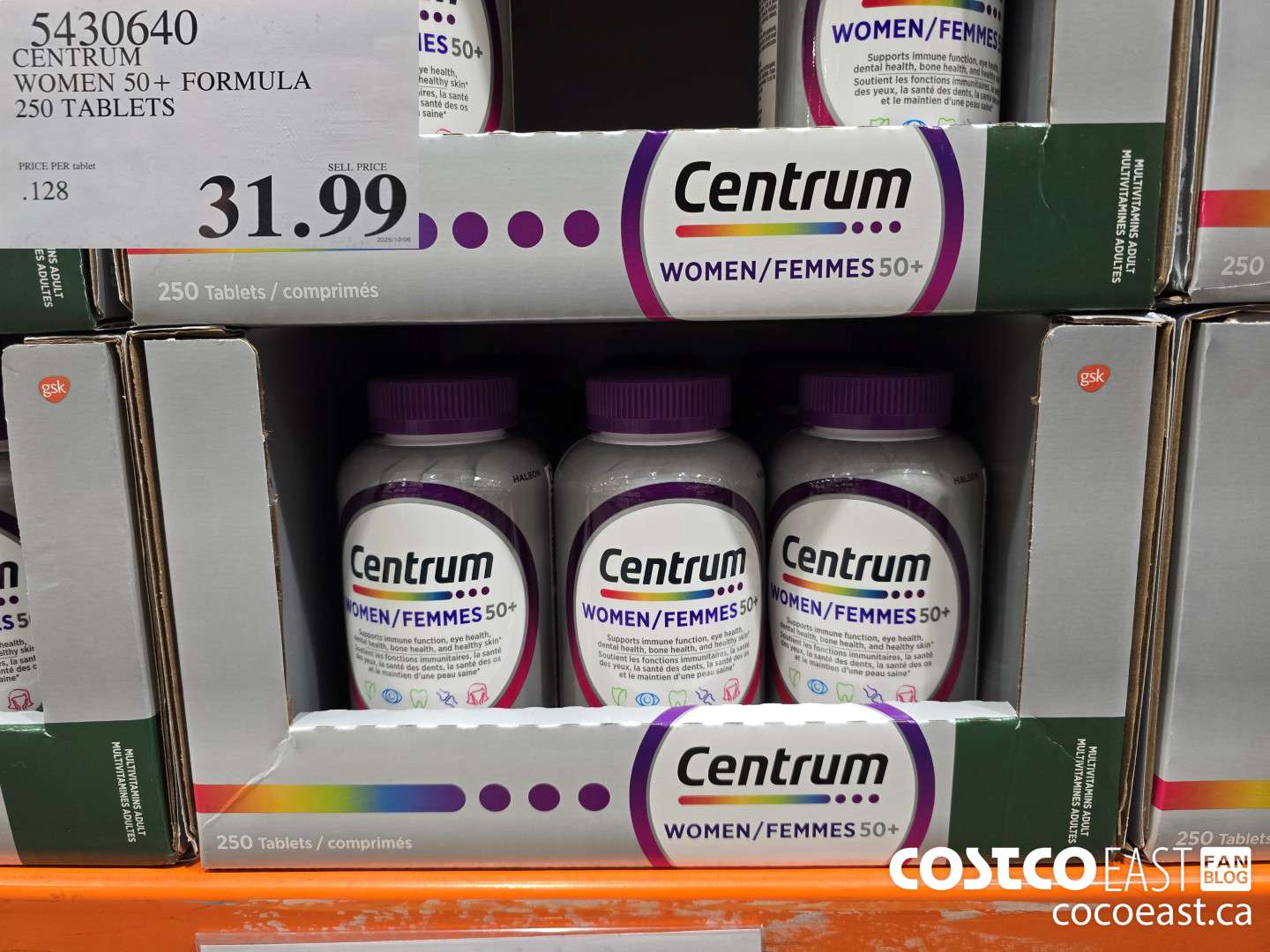 5430640 CENTRUM WOMEN 50+ FORMULA 250 TABLETS $31.99
