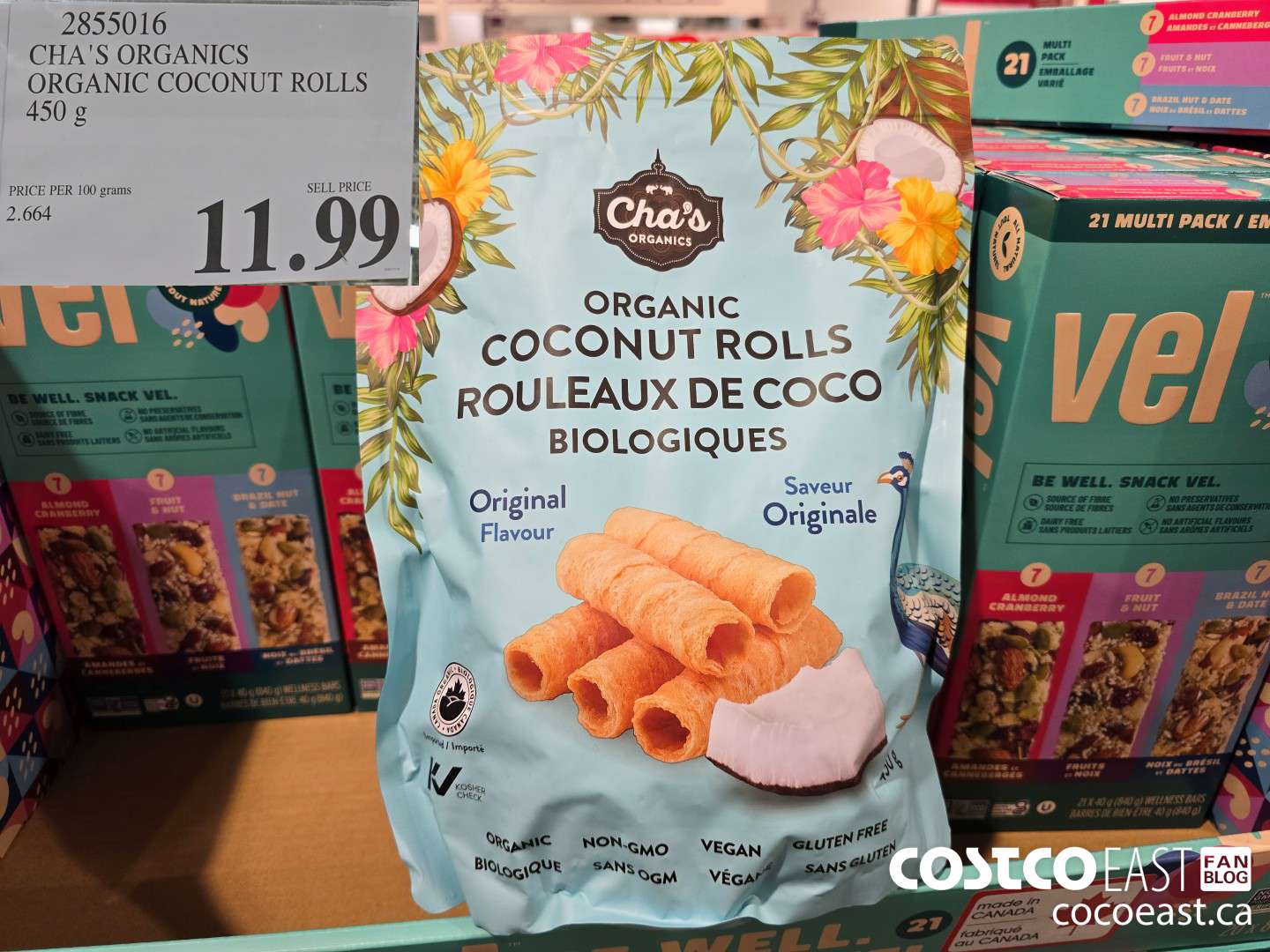 2855016 CHA'S ORGANICS ORGANIC COCONUT ROLLS 450 g $11.99