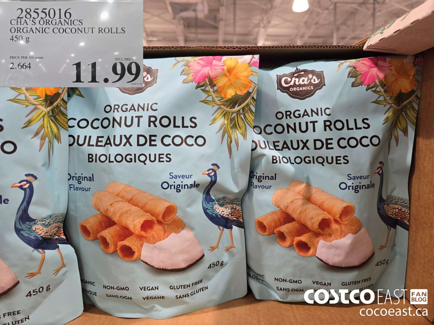2855016 CHA'S ORGANICS ORGANIC COCONUT ROLLS 450 g $11.99