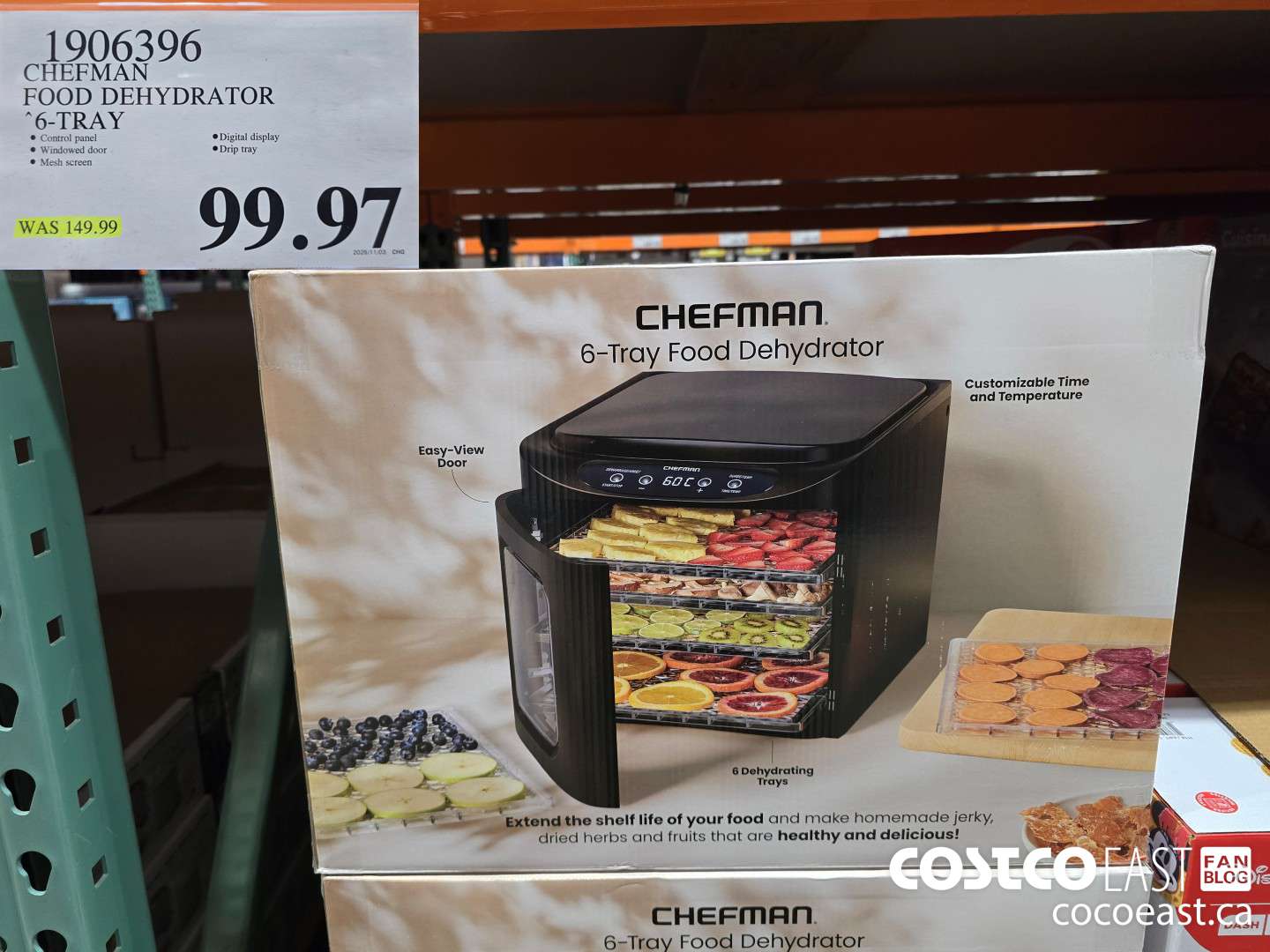1906396 CHEFMAN FOOD DEHYDRATOR 6-TRAY $99.97