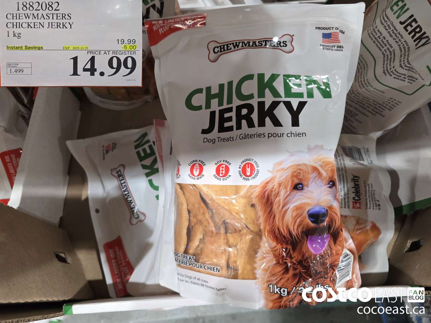 1882082 CHEWMASTERS CHICKEN JERKY 2.2 kg ($5.00 INSTANT SAVINGS EXPIRES ON 2025-11-23) $14.99