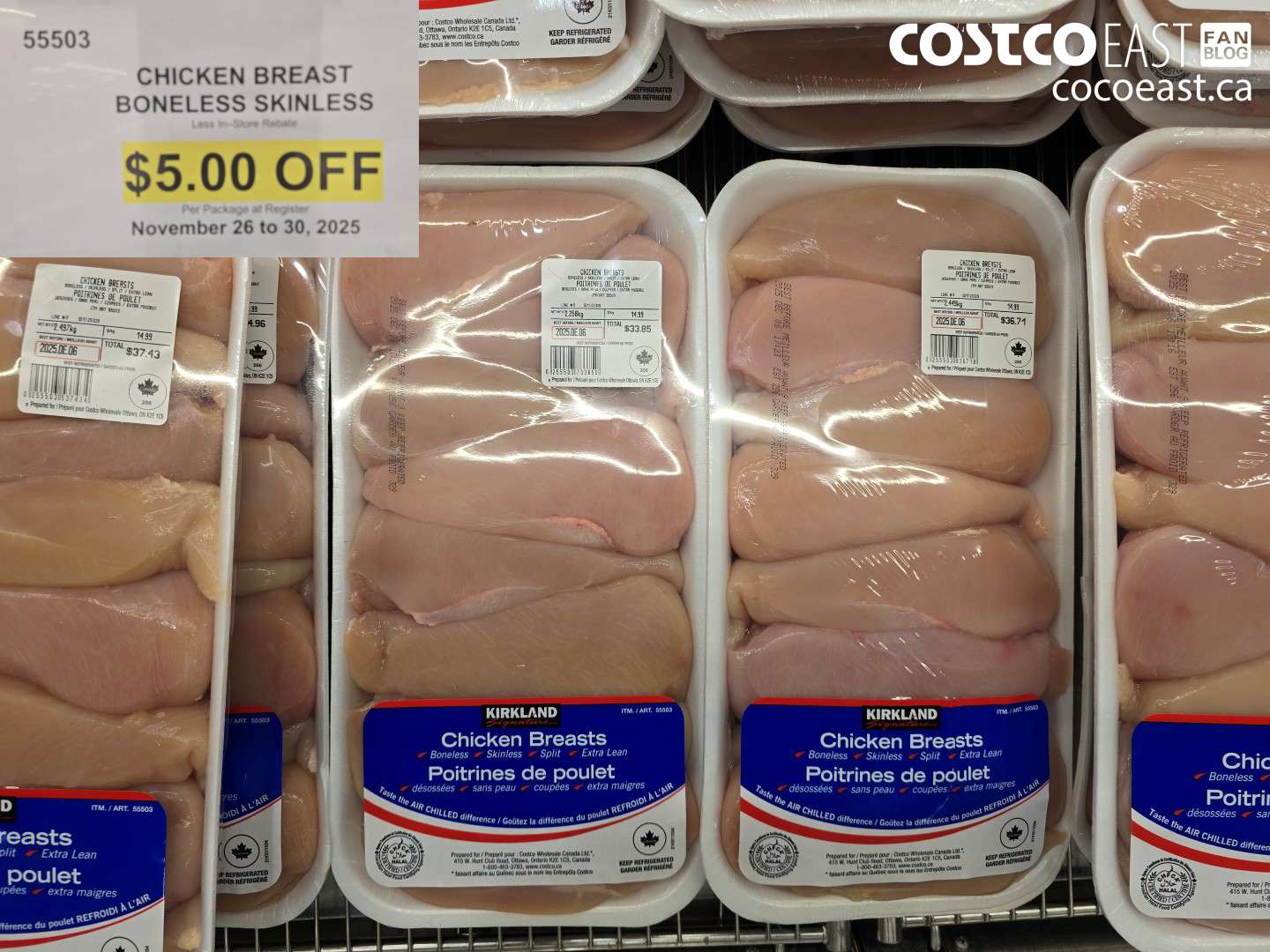 55503 CHICKEN BREASTS BONELESS SKINLESS ($5.00 INSTANT SAVINGS)
